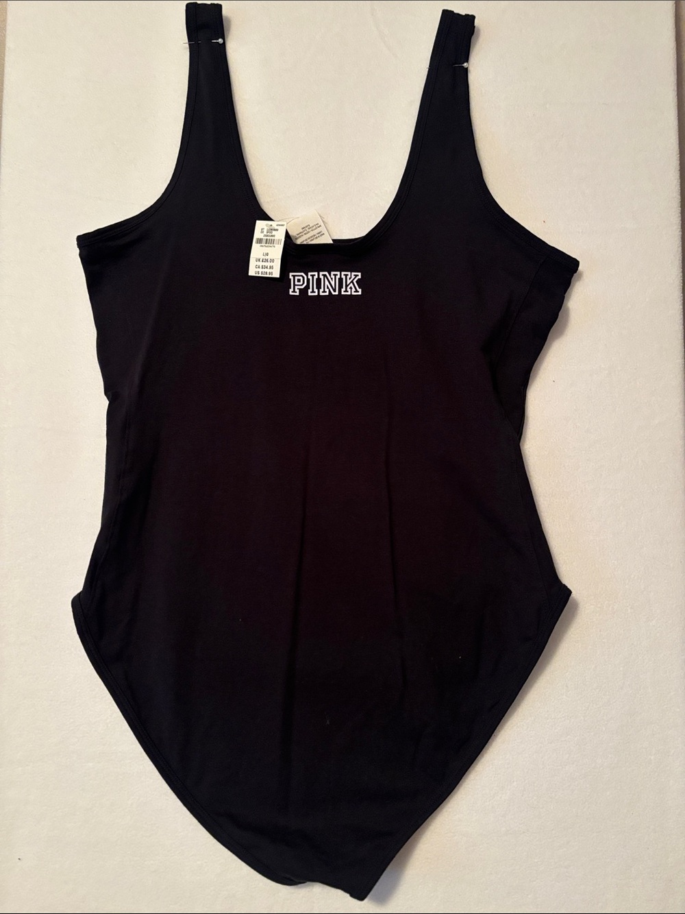 PINK Victoria's Secret Black Scoop Neck Bodysuit